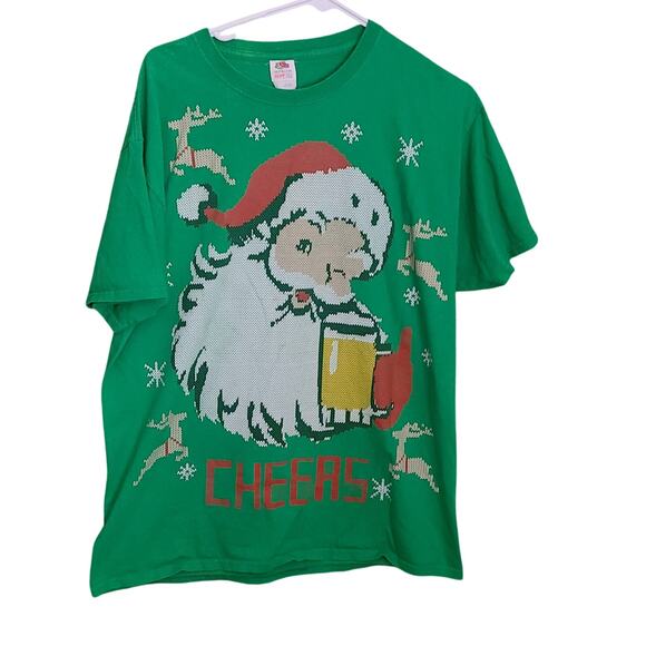 FRUIT OF THE LOOM - UNISEX - CHRISTMAS T-SHIRT - SIZE L good condition - Picture 1 of 5